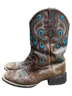 Ariat Whimsy Boots Womens Size US 7 B Fiddle Brown Western Cowgirl Mid Calf